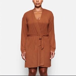 Skims Cooper Brown Stretch Jersey Sleep Robe Cardigan 4X​​
